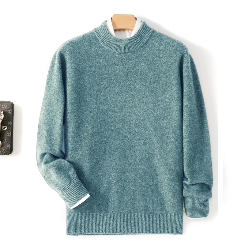 Ανδρικό πουλόβερ από κασμίρι με ημιυψωμένο γιακά, πυκνή μαλλί πλέξη, 41–45% κασμίρι