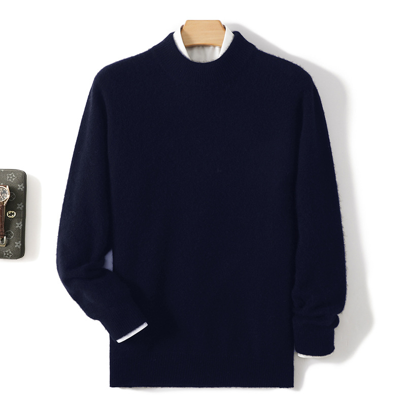 Ανδρικό πουλόβερ από κασμίρι με ημιυψωμένο γιακά, πυκνή μαλλί πλέξη, 41–45% κασμίρι