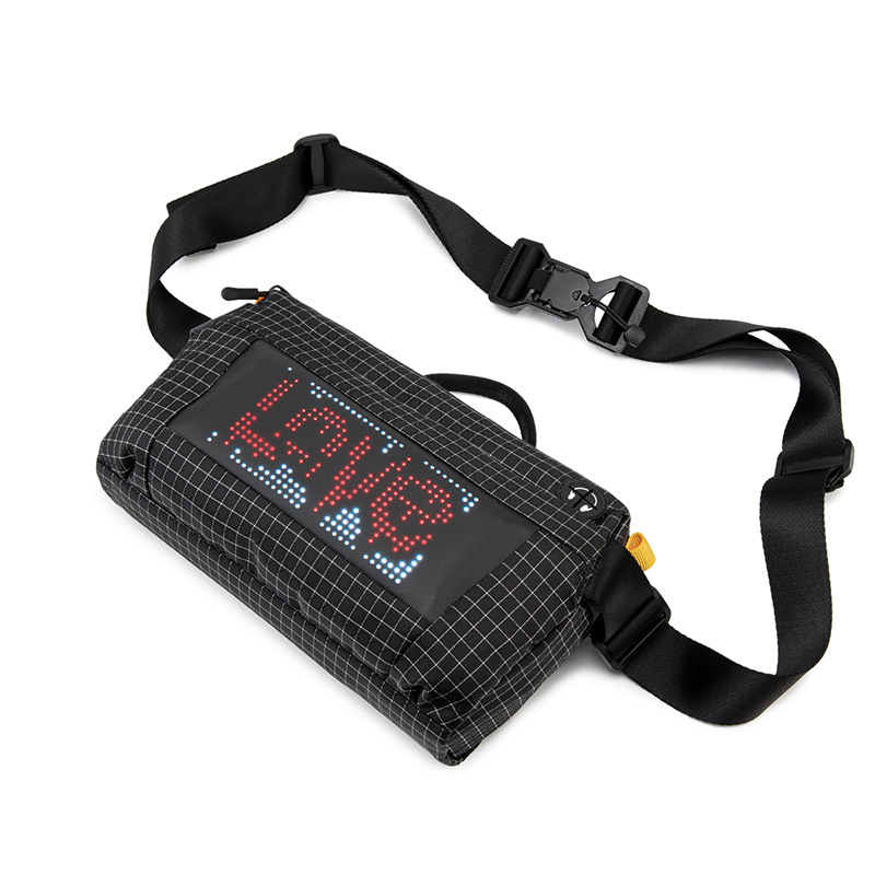 LED pojas torbica sa geometrijskim uzorkom, poliester, SPOTLED aplikacija za outdoor sportove