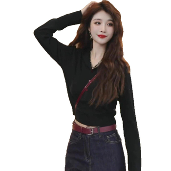Džemper s kapuljacom, polo ovratnik, najlon pleteni materijal, jednofarban uzorak, dugi rukavi