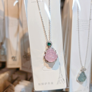 Colier cu pandantiv Buddha și lanț în formă de O, oțel titan, 8 g, stil lux discret