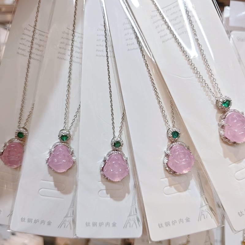 Colier cu pandantiv Buddha și lanț în formă de O, oțel titan, 8 g, stil lux discret