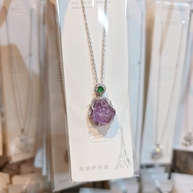 Colier cu pandantiv Buddha și lanț în formă de O, oțel titan, 8 g, stil lux discret