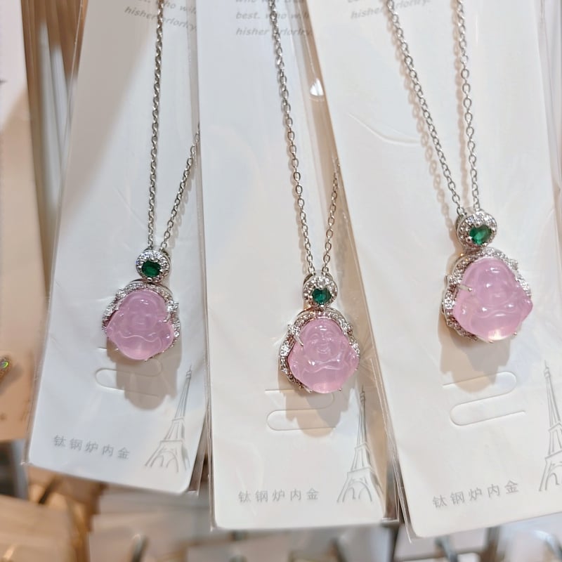 Colier cu pandantiv Buddha și lanț în formă de O, oțel titan, 8 g, stil lux discret