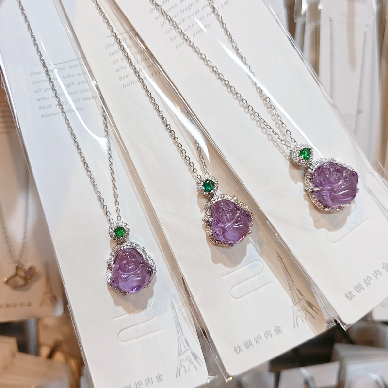 Colier cu pandantiv Buddha și lanț în formă de O, oțel titan, 8 g, stil lux discret