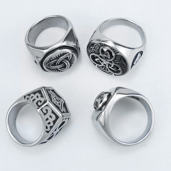 Muški prsten od nehrđajućeg čelika Viking Odin trokut runa, geometrijski dizajn, retro stil