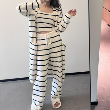 Pajamski set od pola velura, 100% poliester, ekstra debeli, četverokutni ovratnik