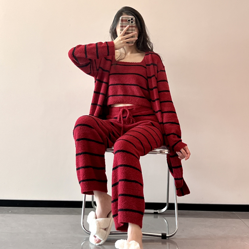 Pajamski set od pola velura, 100% poliester, ekstra debeli, četverokutni ovratnik