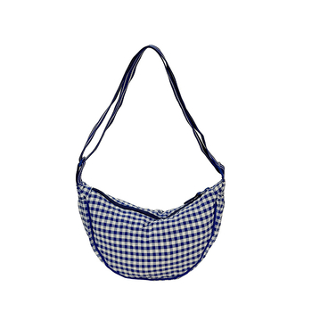 Kanvas torbica preko ramena, karirani uzorak, gradski stil, zip zatvaranje, poliester podstava