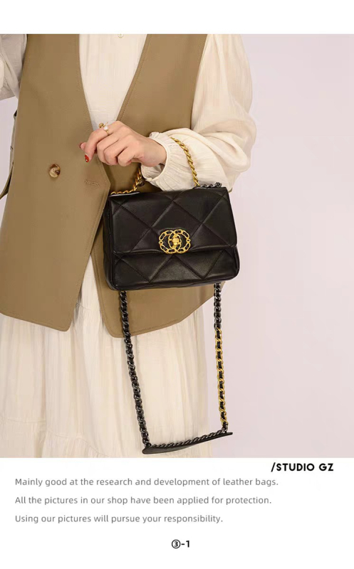 PU koža, mala kvadratna torbica s dijamantnim šavom i lancem, crossbody stil s jednim remenom, poliester podstava, unutarnji džep sa zatvaračem i džep za mobitel