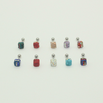 женски квадратни кристални обеци на щифт – геометричен дизайн, изкуствен кристал, неръждаема стомана, японско-корейски стил