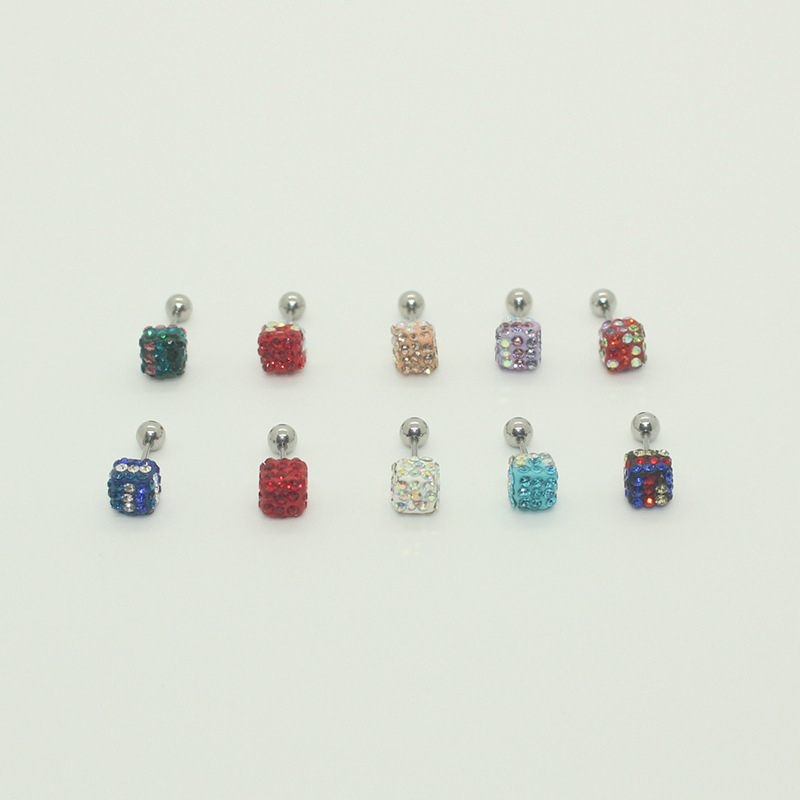 женски квадратни кристални обеци на щифт – геометричен дизайн, изкуствен кристал, неръждаема стомана, японско-корейски стил