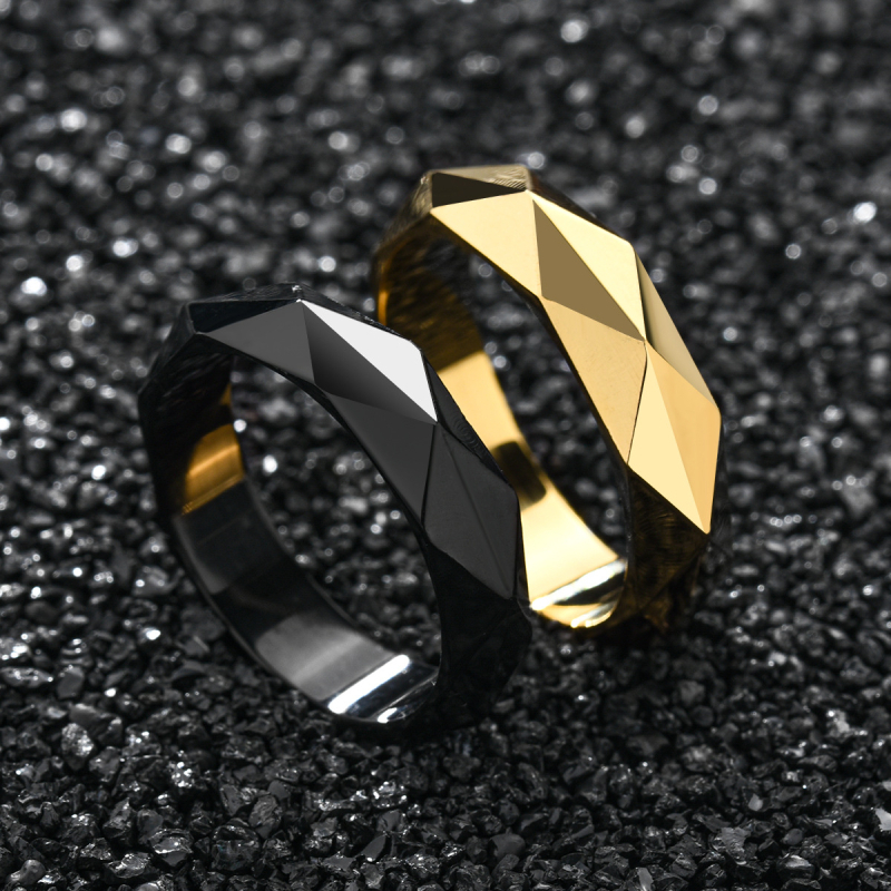 Geometrijski prsten titan čelika – unisex, crtani stil, elektroplating