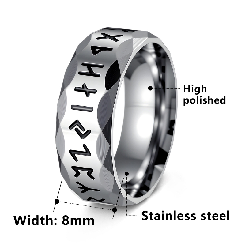 Prsten Nordic Viking Luen Rune s slovima, 304 nehrđajući čelik, antikni stil, elektroplatiranje, unisex