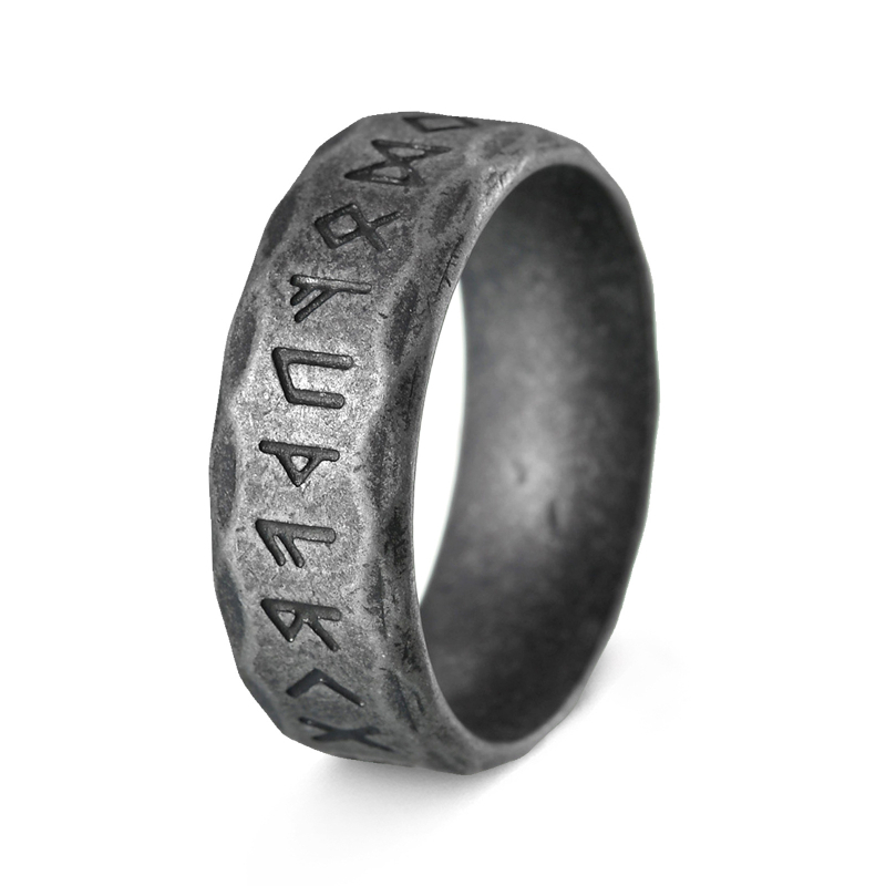 Prsten Nordic Viking Luen Rune s slovima, 304 nehrđajući čelik, antikni stil, elektroplatiranje, unisex