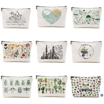 Козметична и съхранителна чанта — минималистичен стил, ленено платно, PU подплата, разширяем капацитет, унисекс