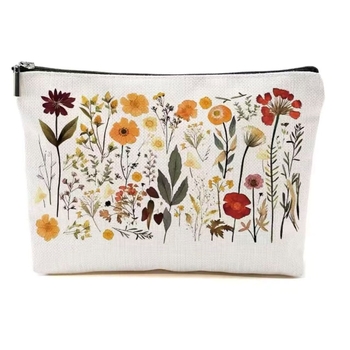 Козметична и съхранителна чанта — минималистичен стил, ленено платно, PU подплата, разширяем капацитет, унисекс