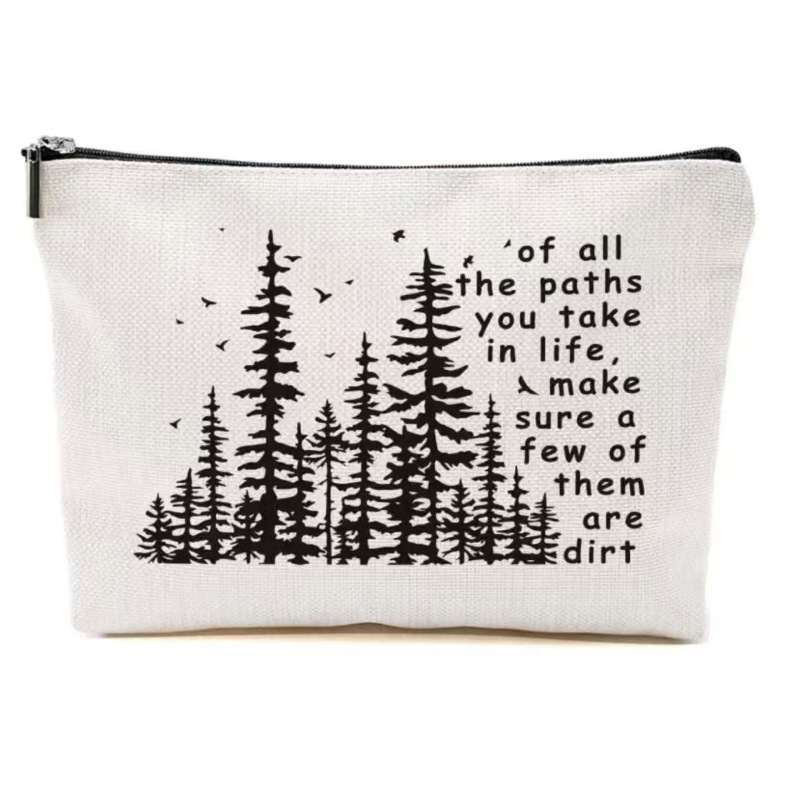 Козметична и съхранителна чанта — минималистичен стил, ленено платно, PU подплата, разширяем капацитет, унисекс