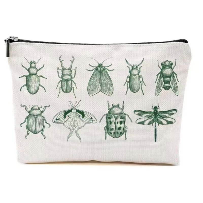 Козметична и съхранителна чанта — минималистичен стил, ленено платно, PU подплата, разширяем капацитет, унисекс