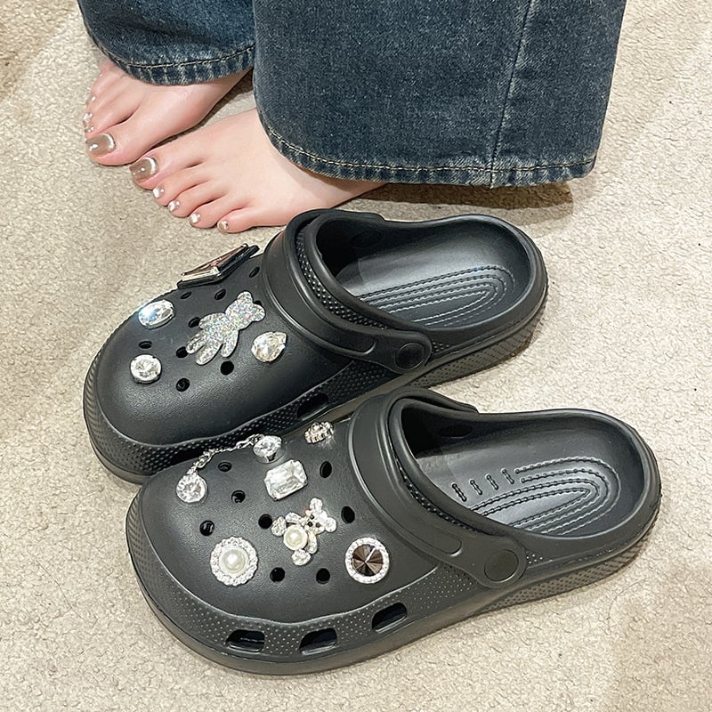 Női EVA Crocs, 8–9 cm vastag talpú, emelt orr-rész, légáteresztő, csúszásmentes