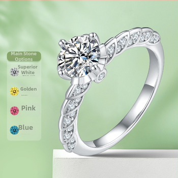 Prsten od Moissanita od srebra 925, 1 karat, ženski geometrijski dizajn — Often-Name Jewelry