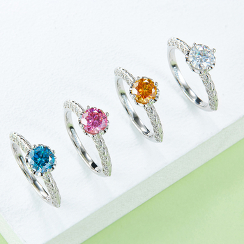 Prsten od Moissanita od srebra 925, 1 karat, ženski geometrijski dizajn — Often-Name Jewelry