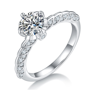 Prsten od Moissanita od srebra 925, 1 karat, ženski geometrijski dizajn — Often-Name Jewelry