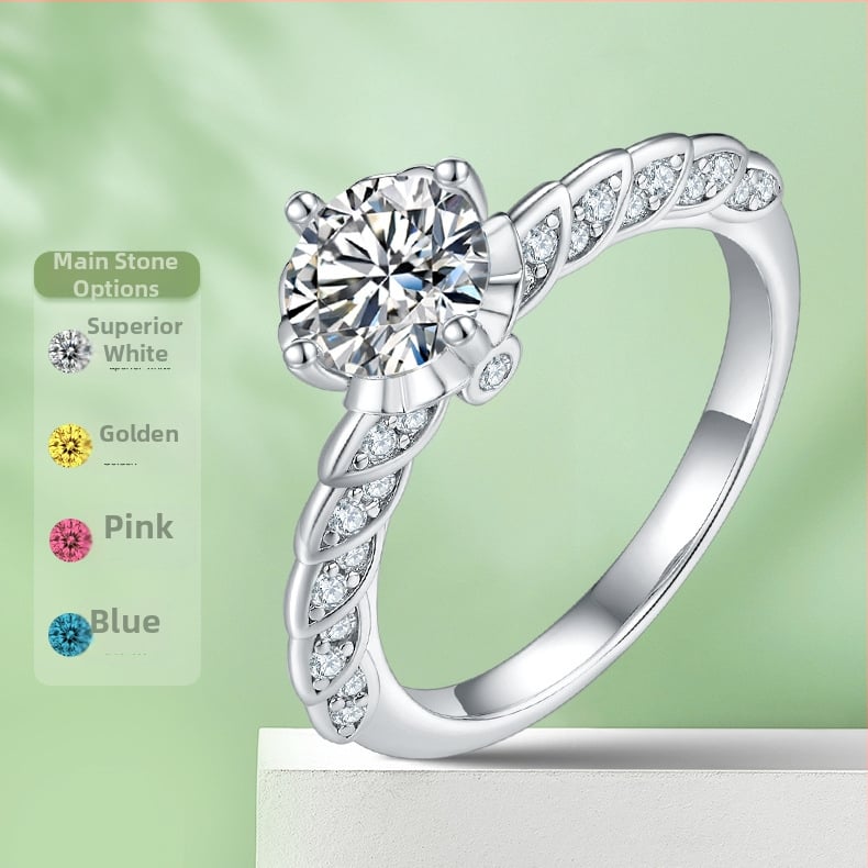 Prsten od Moissanita od srebra 925, 1 karat, ženski geometrijski dizajn — Often-Name Jewelry