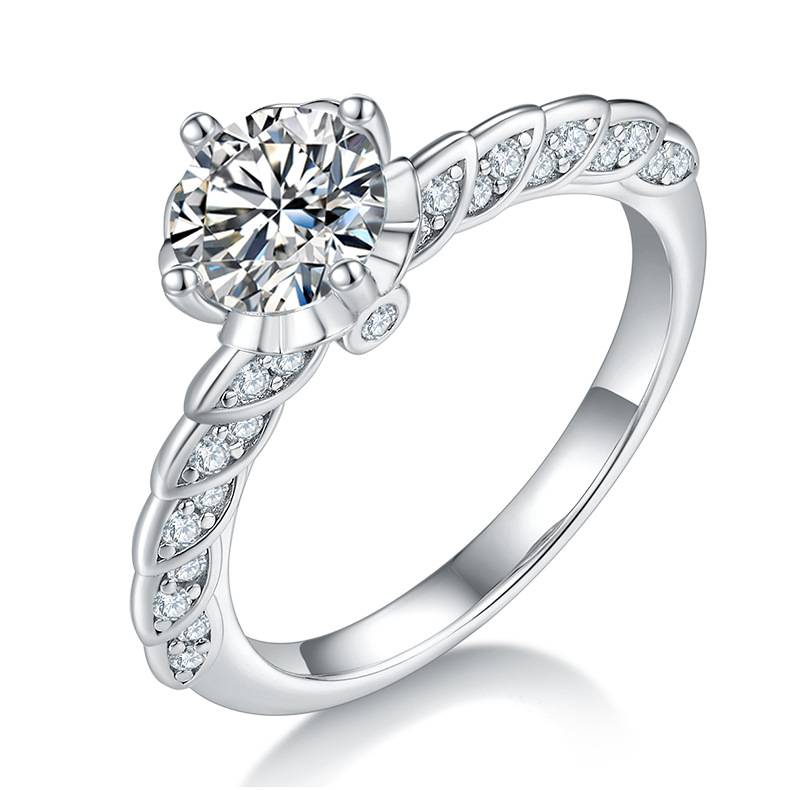 Prsten od Moissanita od srebra 925, 1 karat, ženski geometrijski dizajn — Often-Name Jewelry