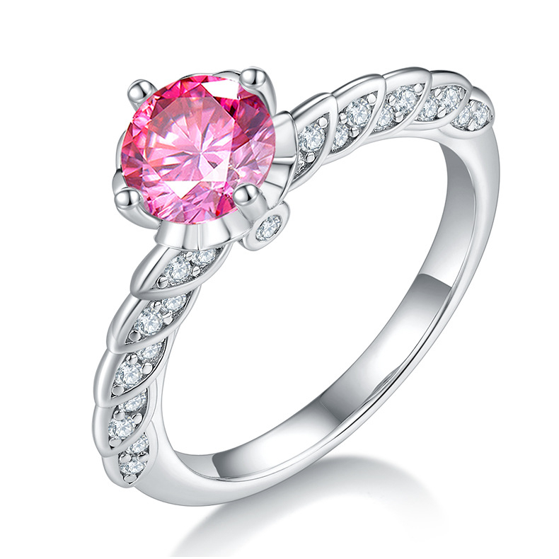 Prsten od Moissanita od srebra 925, 1 karat, ženski geometrijski dizajn — Often-Name Jewelry