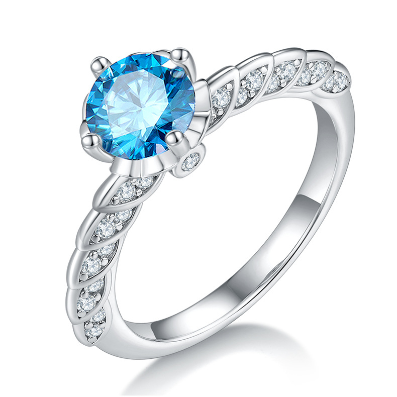 Prsten od Moissanita od srebra 925, 1 karat, ženski geometrijski dizajn — Often-Name Jewelry