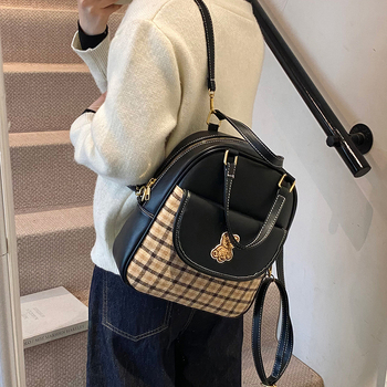 3-u-1 torba s motivom medvjeda, PU materijal, ulični stil, uspravni kvadratni oblik, zatvarač, poliester podstava