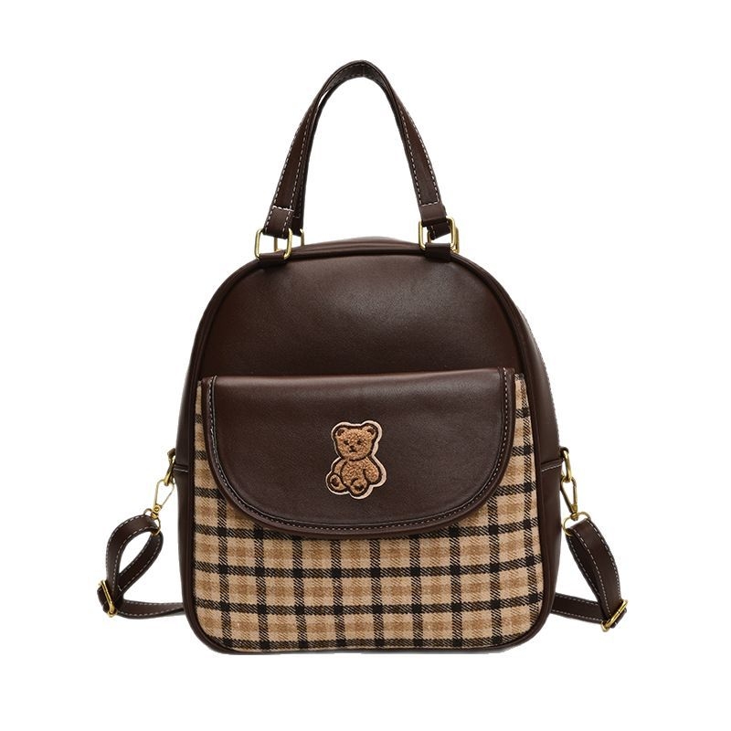 3-u-1 torba s motivom medvjeda, PU materijal, ulični stil, uspravni kvadratni oblik, zatvarač, poliester podstava