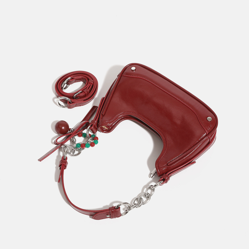 ANNMUU Crescent PU crossbody torba, zatvarač, jednoručna naramenica, unutarnji džepovi za telefon i identifikaciju, džep sa zatvaračem