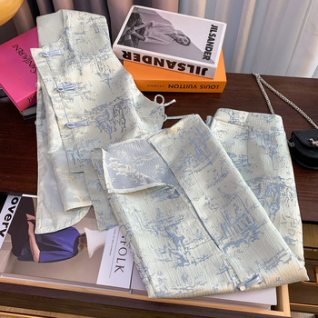 Nothing сатинова жилетка в китайски стил за жени, U-образно деколте, с копчета в един ред, кардиган стил