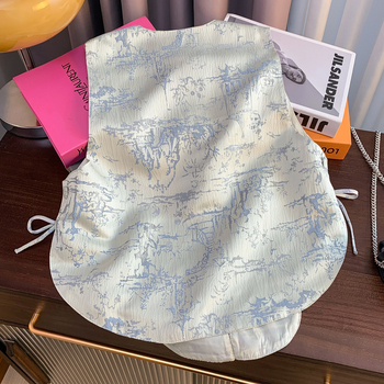 Nothing сатинова жилетка в китайски стил за жени, U-образно деколте, с копчета в един ред, кардиган стил