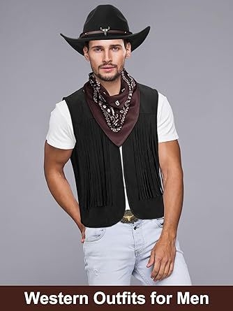 Muška velur vest s resicama, retro kaubojski hippie stil