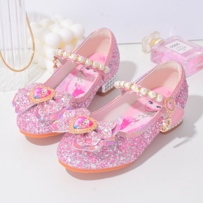 Funny Girl Dječje cipele Princeza Elsa, kristalne cipele s motivom leda i snijega, za proljeće i jesen, niski vrh, Velcro kopča, gornji microfiber, PU potplat i uložak, stil princeze