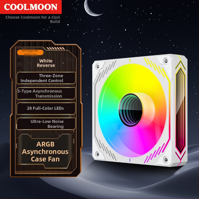Ανεμιστήρας πλαισίου PC με ARGB φωτισμό, υδραυλικό ρουλεμάν, ήσυχη λειτουργία, διαχείριση καλωδίων, 1300 RPM