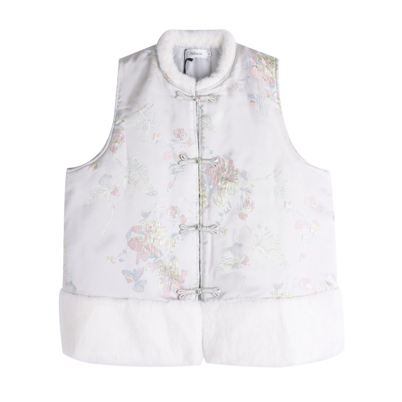 K3216 Vesta Jacquard cu guler înalt – iarna 2025, lungime medie 65-80 cm, țesătură jacquard cu adaos de spandex