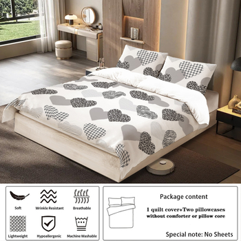 Trodijelni set navlaka za pokrivač, digitalni tisak, 100% poliestera, 90gsm, moderni minimalistčki stil