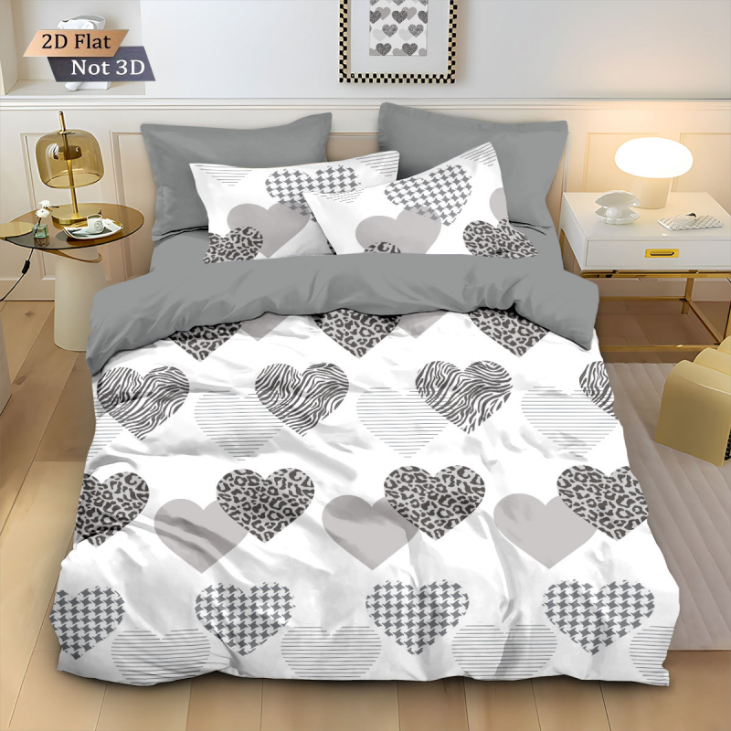 Trodijelni set navlaka za pokrivač, digitalni tisak, 100% poliestera, 90gsm, moderni minimalistčki stil
