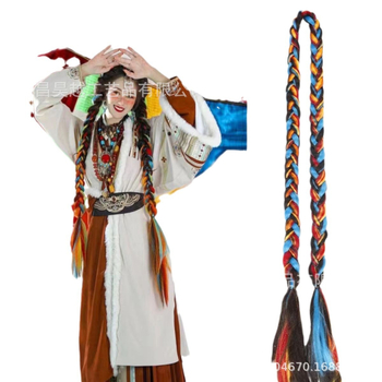 Perika s repom i pletenicama, ručno pletena, od vlakana otpornih na visoku temperaturu