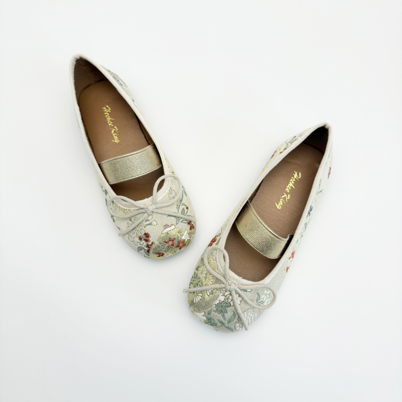 Cipele od platna s nacionalnim vezom za djevojčice, niski vrh, gornji dio od super vlakna, gumeni potplat, prozračne i protuklizne, za djecu 4–16 godina