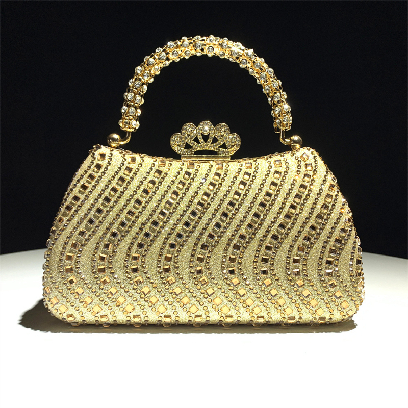 Ženska satenska clutch u obliku jastuka s diamantnom dekoracijom, zatvaračem i džepom za mobitel