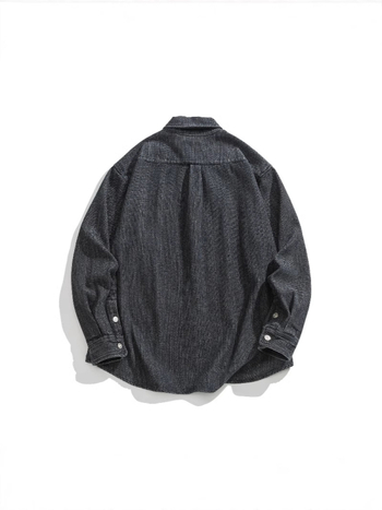 Džins košulja slobodnog kroja, japanski retro stil, rever ovratnik, dugi rukavi, tkanina od pamukovo-mješavine 71–80% pamuka