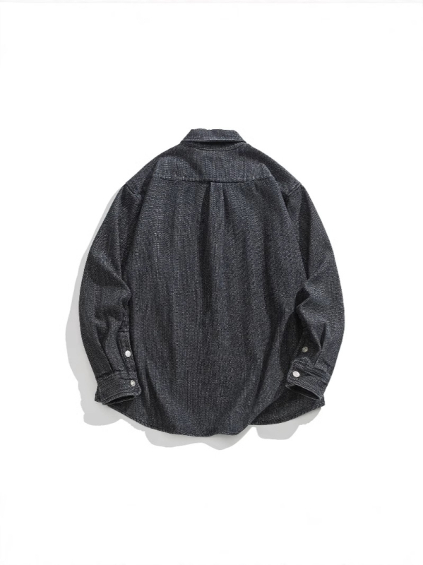 Džins košulja slobodnog kroja, japanski retro stil, rever ovratnik, dugi rukavi, tkanina od pamukovo-mješavine 71–80% pamuka