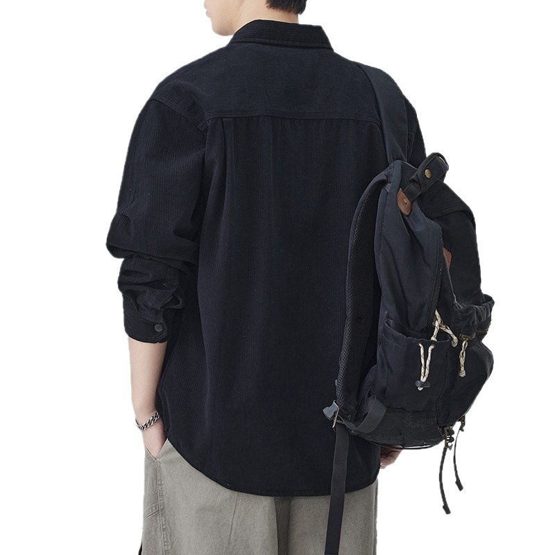 Pamuk košulja-kardigan, dugi rukavi, kvadratni ovratnik, slobodan kroj, detalji džepa, jesen 2025