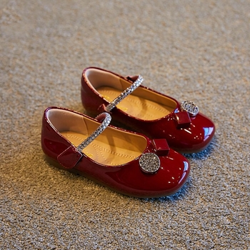 Dječje cipele od PU kože za djevojčice, princeza stil, Chanel inspirirano, Velcro kopča, gumeni potplat, vodootporne, protuklizne, korejski stil, za uzrast 4–16 godina, proljeće-ljeto-jesen