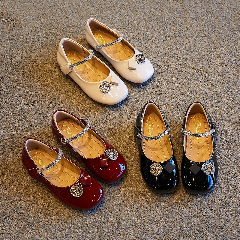 Dječje cipele od PU kože za djevojčice, princeza stil, Chanel inspirirano, Velcro kopča, gumeni potplat, vodootporne, protuklizne, korejski stil, za uzrast 4–16 godina, proljeće-ljeto-jesen